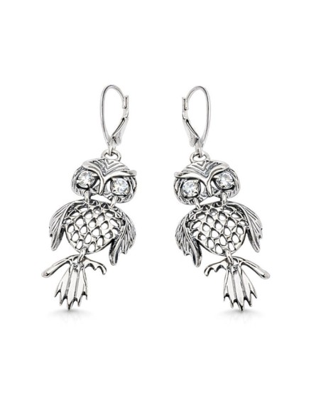 Silver earrings with zircons OWL K 1166