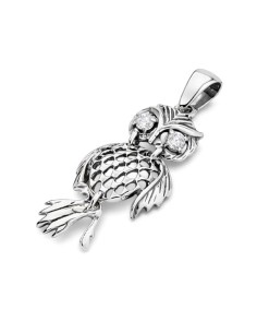 Silver pendant with zircons OWL W 1166