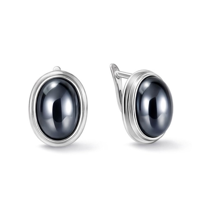 Sterling silver earrings with striped flint K3 585 | Polcarat Design