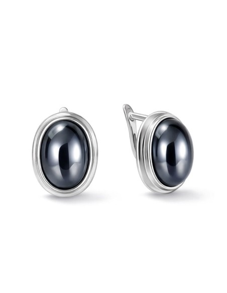Sterling silver earrings with striped flint K3 585 | Polcarat Design