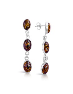 Silver earrings with amber BK 010