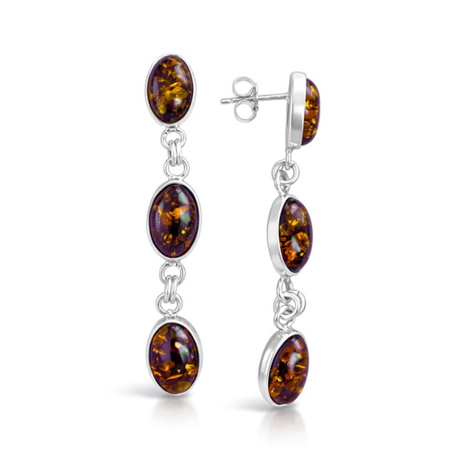 Silver earrings with amber BK 010