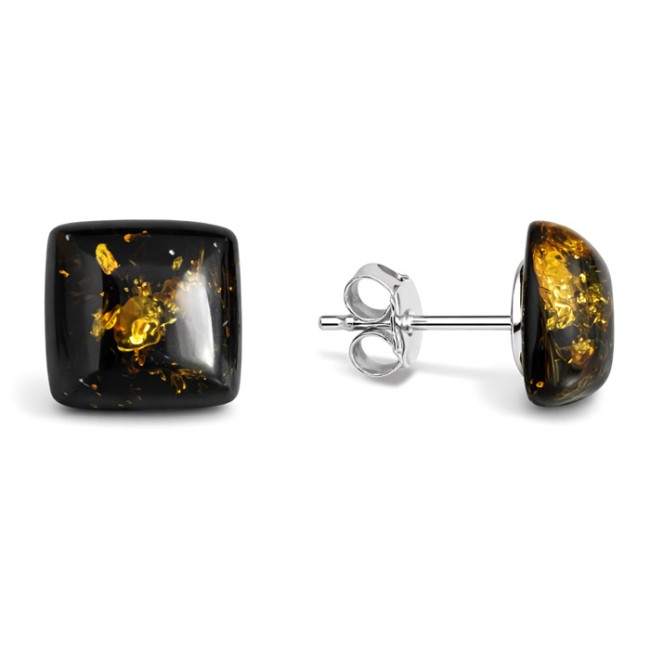 Silver earrings with amber BK 023