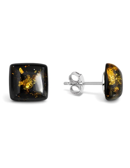 Silver earrings with amber BK 023