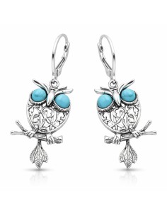 Silver earrings with turquoises OWL K 1669