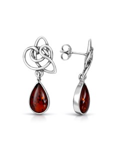 Silver Earrings with Amber BK 008