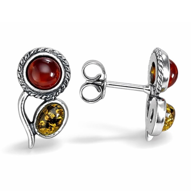 Silver earrings amber KA 037 Polcarat Design