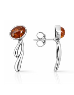 Silver earrings with amber KA 035 Polcarat Design