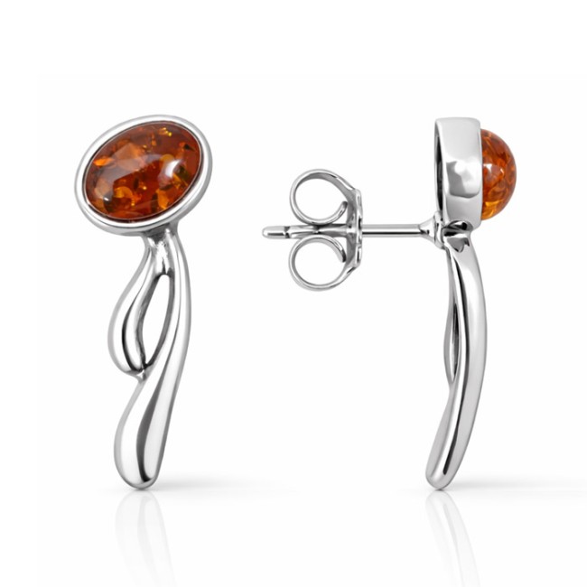 Silver earrings with amber KA 035 Polcarat Design