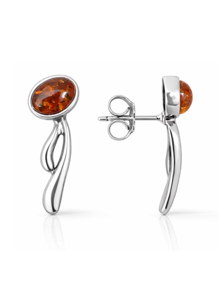 Silver earrings with amber KA 035 Polcarat Design