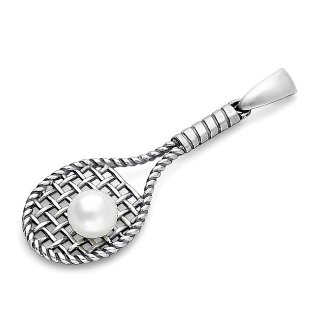 Silver pendant with pearl TENNIS RACKET W 1991