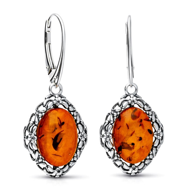 Silver earrings with amber K 1979