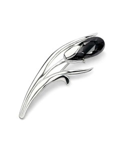 Silver Flower Brooch Decorated with Crystal B 134 Polcarat Design