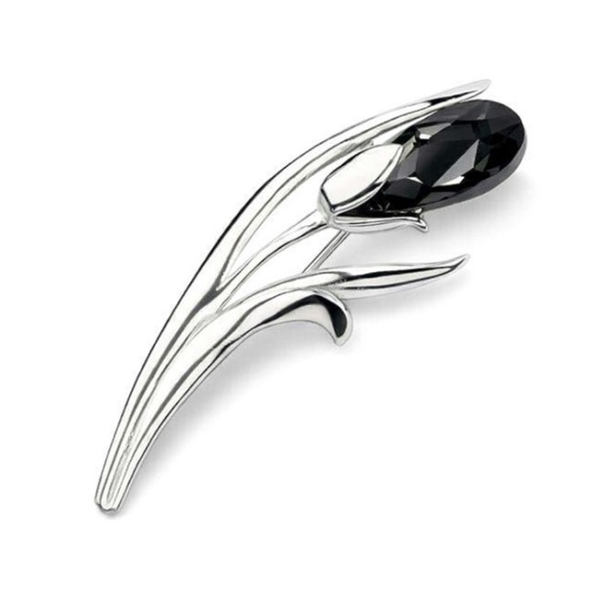 Silver Flower Brooch Decorated with Crystal B 134 Polcarat Design