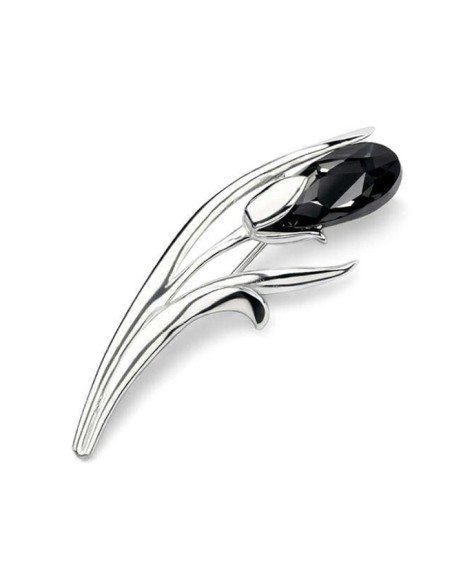 Silver Flower Brooch Decorated with Crystal B 134 Polcarat Design