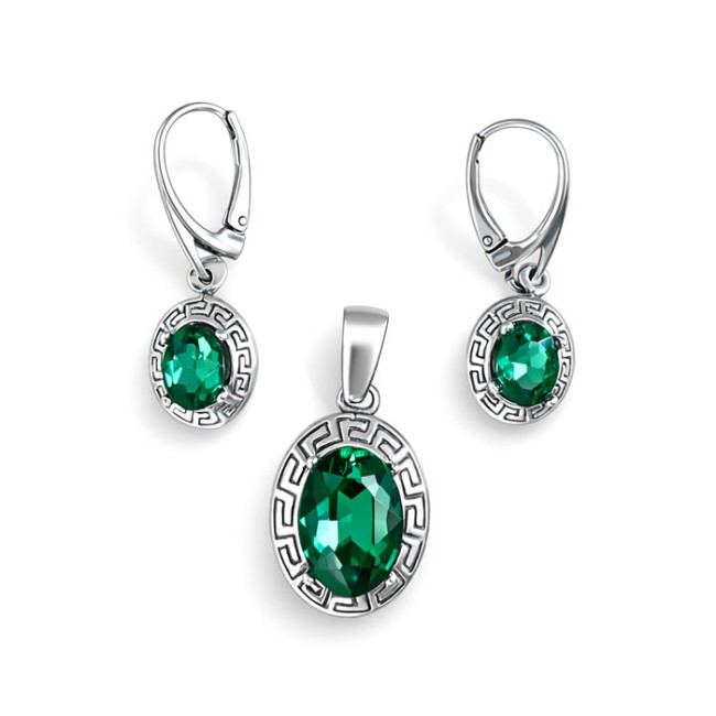 Silver set (earrings and pendant) with Swarovski crystals KPL 1699