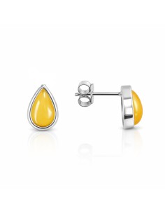Silver earrings with green amber KA 032