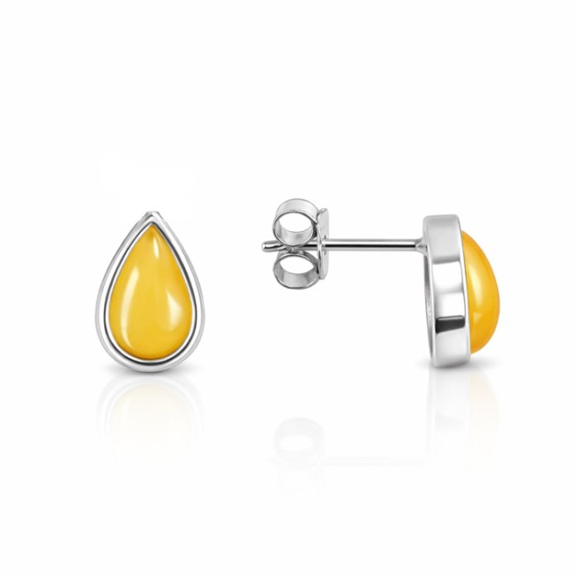 Silver earrings with green amber KA 032