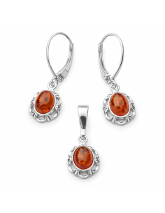 Silver set decorated with amber KPL 722