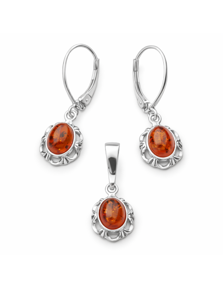 Silver set decorated with amber KPL 722