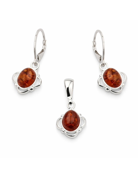 Silver set decorated with amber KPL 725