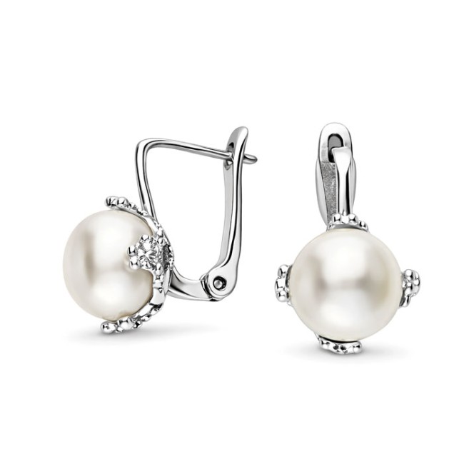 Silver oxidized earrings with pearls K3 1787