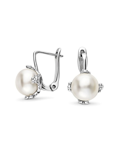 Silver oxidized earrings with pearls K3 1787