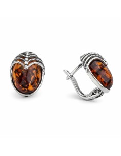 Silver earrings with amber K3 1703 amber