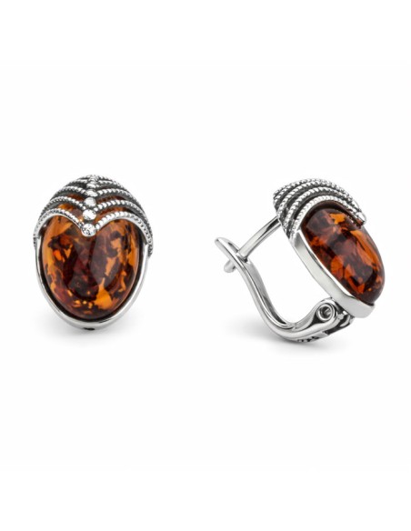 Silver earrings with amber K3 1703 amber