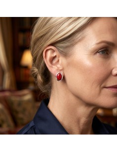 Silver earrings decorated with corals K3 585 Coral 2