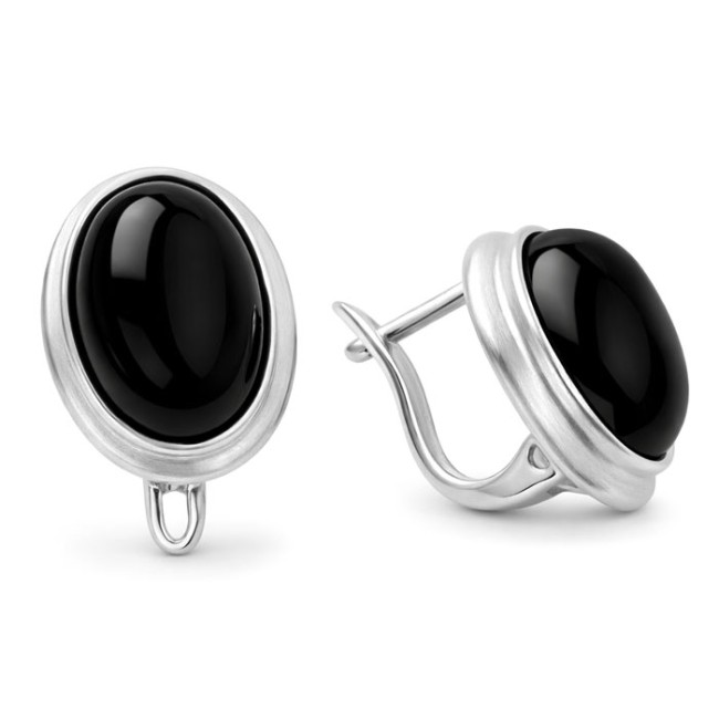 Sterling silver earrings with onyx K3 585 | Polcarat Design