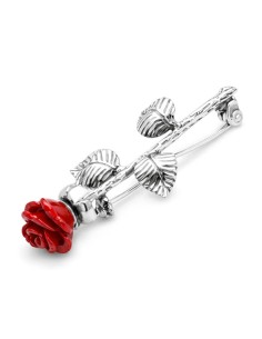 Silver brooch Red Rose B 69