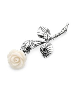 Silver brooch White Rose B 69