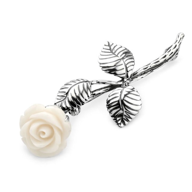 Silver brooch White Rose B 69