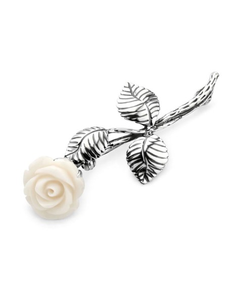 Silver brooch White Rose B 69