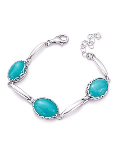 Srebrna bransoletka z naturalnym chalcedonem – elegancka bransoletka damska | Polcarat Design