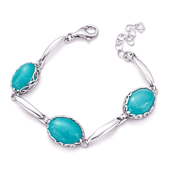 Srebrna bransoletka z chalcedonem L 2134 naturalny chalcedon|Polcaratdesign.pl Biżuteria