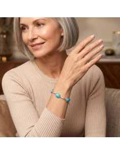 Srebrna bransoletka z naturalnym chalcedonem – elegancka bransoletka damska | Polcarat Design 2