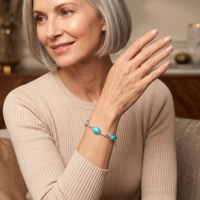 Srebrna bransoletka z chalcedonem L 2134 naturalny chalcedon|Polcaratdesign.pl Biżuteria