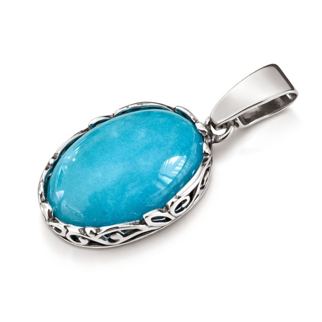 Srebrny wisiorek z chalcedonem W 2134 naturalny chalcedon|Polcaratdesign.pl Biżuteria