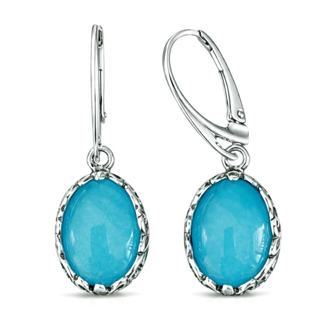 Srebrne kolczyki z chalcedonem K 2134 naturalny chalcedon|Polcaratdesign.pl Biżuteria