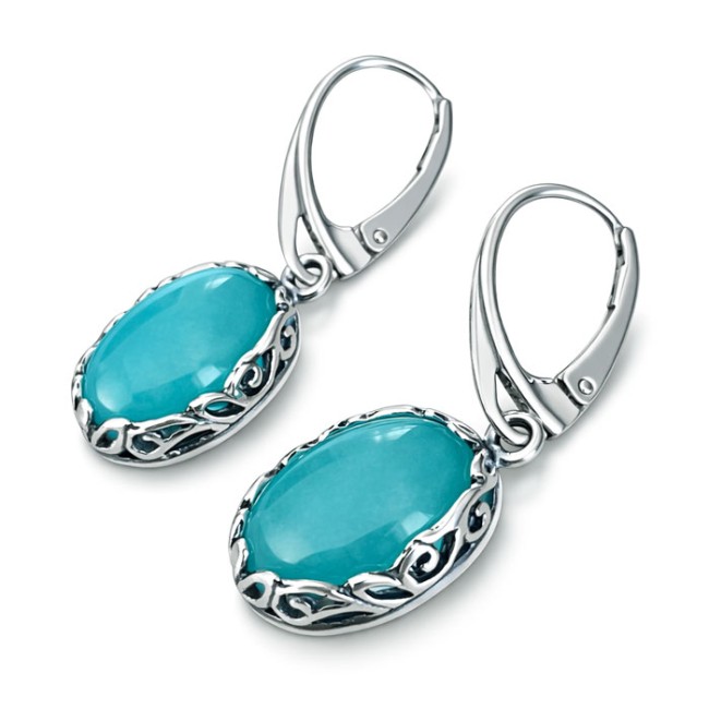 Srebrne kolczyki z chalcedonem K 2134 naturalny chalcedon|Polcaratdesign.pl Biżuteria