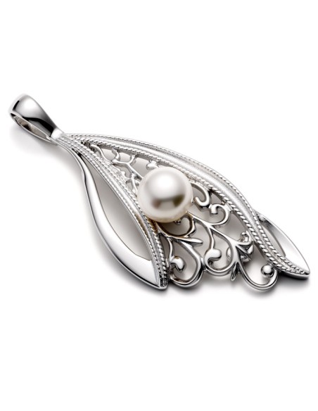 Elegant silver brooch decorated with a pearl B 204 Polcarat Design