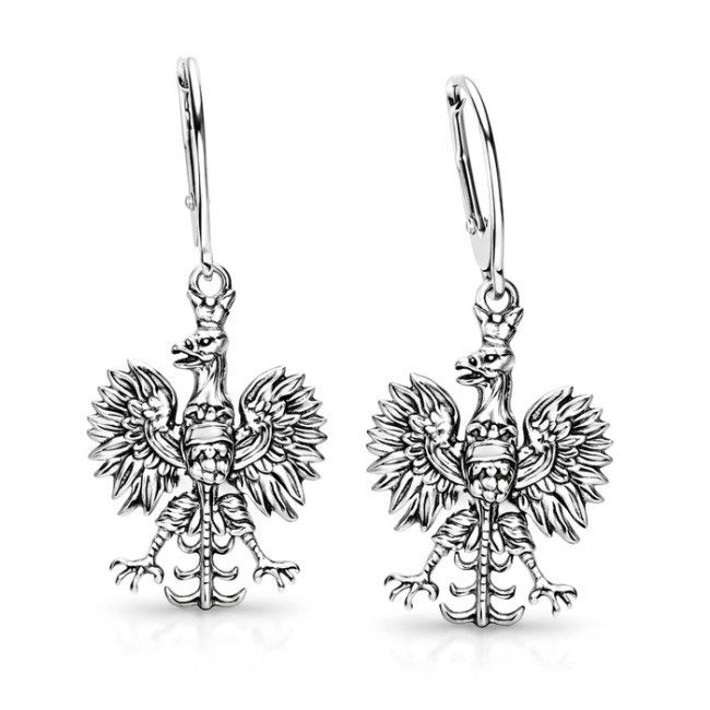 Silver earrings oxidized Eagle K 1656
