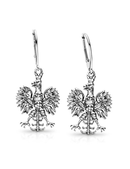 Silver earrings oxidized Eagle K 1656