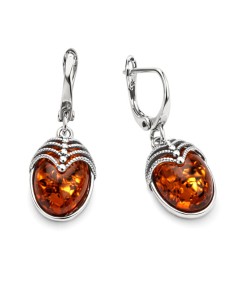 Silver earrings with amber K 1703 amber
