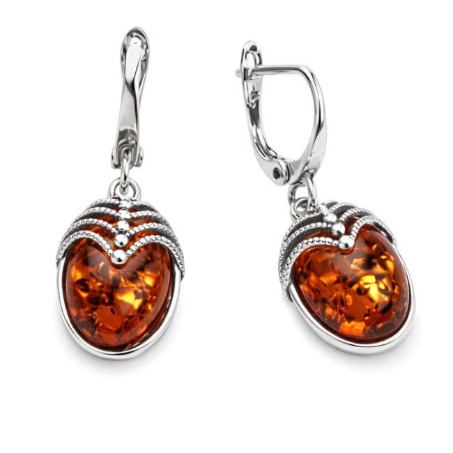 Silver earrings with amber K 1703 amber