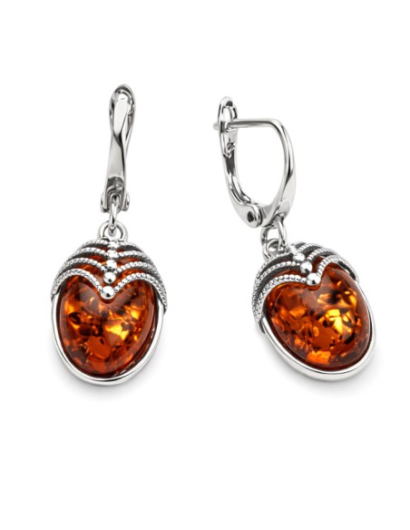 Silver earrings with amber K 1703 amber