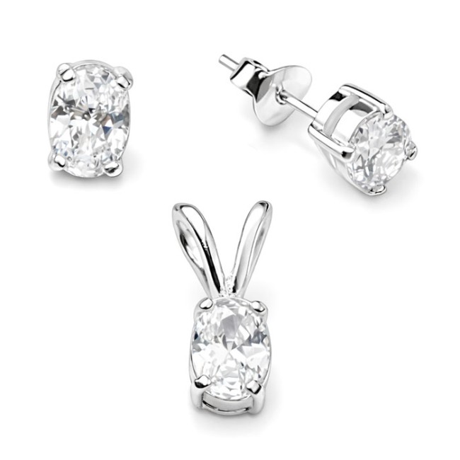 Srebro cyrkonie komplet KPL 777 Biały