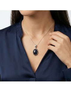 Oxidized openwork sterling silver pendant with blue goldstone (Noc Kairu) W 2169 2